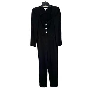 & Other Stories Black Jumpsuit W Retro Triangle Diamond Studded Buttons Size 0